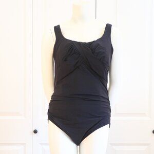 Lands' End One Piece Underwire Swimsuit 18W D Cup Black Gently Worn